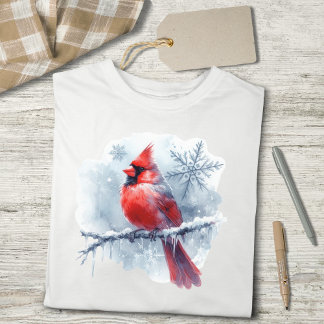 Winter Cardinal with Snowflakes on Icy Branch Tri-Blend Shirt