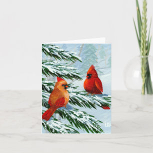 Winter Cardinals Birds Snow Creationarts Feestdagen Kaart