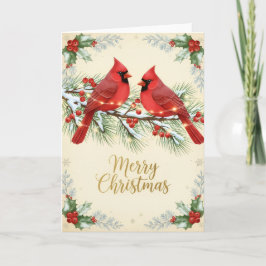 Winter Cardinals Merry Christmas Card Kaart