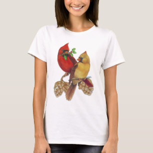 Winter Cardinals Pine en Holly T-shirt