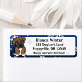Winter Cartoon Brindle Boxer Etiket (Insitu)
