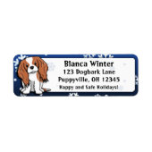 Winter Cartoon Cavalier King Charles Spaniel Etiket (Voorkant)