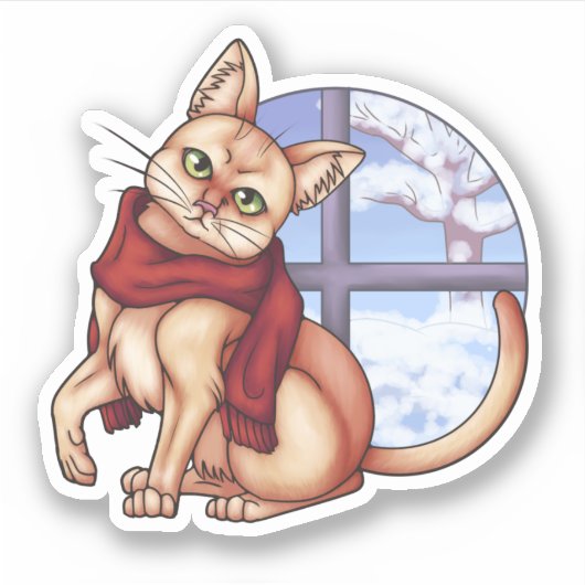 Winter Cat Sticker (Voorkant)