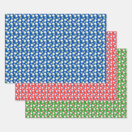 Winter Cats Wrapping Paper Flat Sheet Set of 3