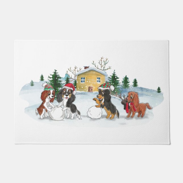 Winter Cavalier King Charles Spaniel Doormat Deurmat (Voorkant)