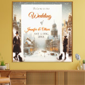 Winter Celebrations in the Snow, with Kittens Canvas Afdruk (Insitu (Woonkamer))
