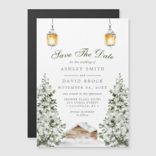 Winter Chalet Save The Date Magneet Rustieke Sne Magnetische Uitnodiging