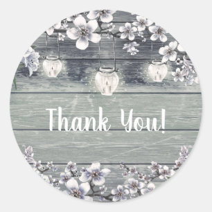 Winter Cherry Blossom Branches & Lantern Wedding Ronde Sticker