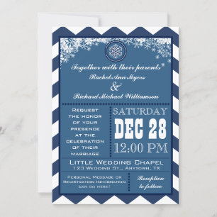 Winter Chevron Patroon Snowflake Wedding Uitnodige Kaart