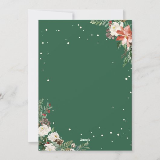 Winter Chic Botanical Floral 4 Foto Kerstmis Feestdagenkaart (Achterkant)