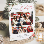 Winter Chic Botanical Floral 4 Foto Kerstmis Feestdagenkaart