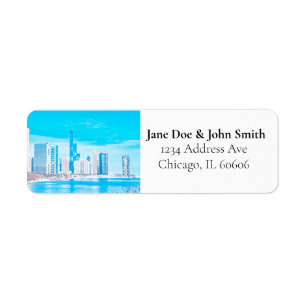 Winter Chicago Skyline Return-adreslabels Etiket