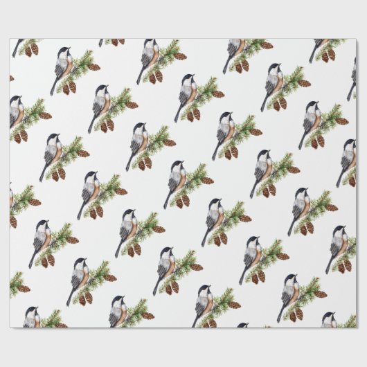 Winter Chickadee Cadeaupapier (Vlak)