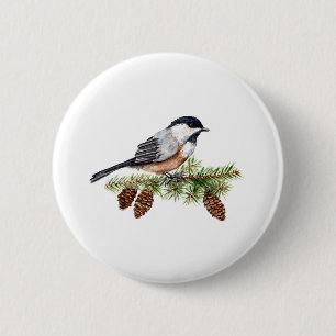 Winter Chickadee Ronde Button 5,7 Cm