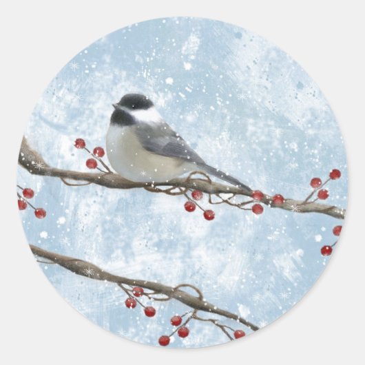 Winter Chickadee Sticker (Voorkant)