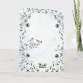 Winter Chickadees Dusty Blue Wreate Kerstmis Feestdagen Kaart (Achterkant)