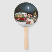 Winter Chihuahua Caravan Kerstavontuur Handwaaier (Voorkant)