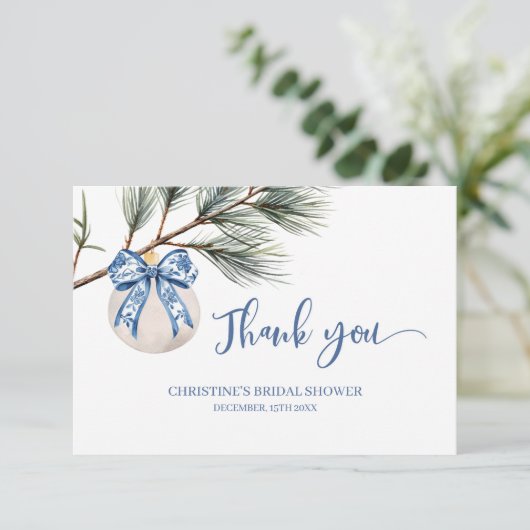 Winter Chinoiserie Bow Dank u kaart (Staand voorkant)