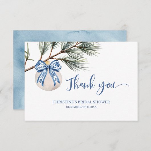 Winter Chinoiserie Bow Dank u kaart (Voorkant / Achterkant)