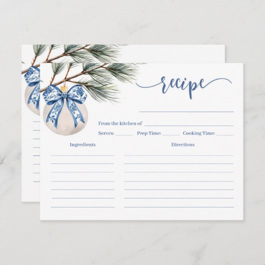 Winter Chinoiserie Vrijgezellenfeest Recept Kaart (Voorkant / Achterkant)