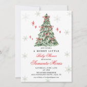 Winter Christmas Baby Shower Invitation | Red Bow  (Devant)