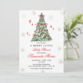 Winter Christmas Baby Shower Invitation | Red Bow  (Debout devant)