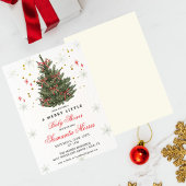 Winter Christmas Baby Shower Invitation | Red Bow 