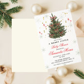 Winter Christmas Baby Shower Invitation | Red Bow  Kaart