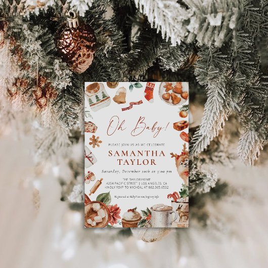 Winter Christmas Baby shower Uitnodiging