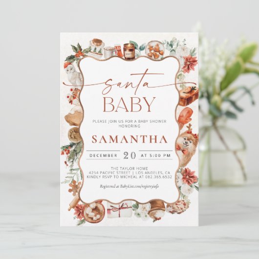 Winter Christmas Baby shower Uitnodiging (Staand voorkant)