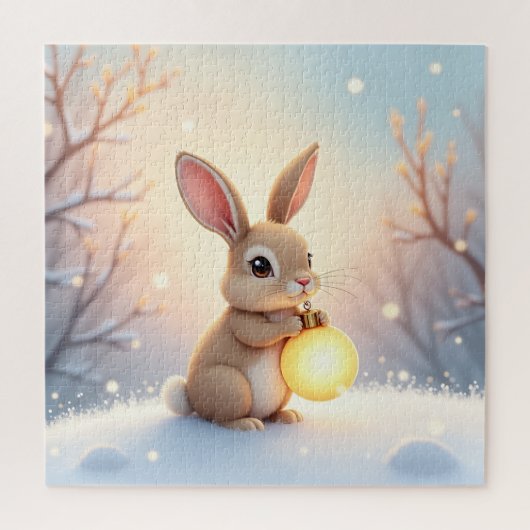 Winter Christmas Bunny Puzzle (Vertical)