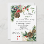 Winter Christmas Evergreen Baby shower Kaart (Voorkant)