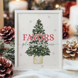 Winter Christmas Favors Sign Poster