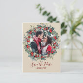 Winter Christmas Holly Save the Date briefkaart (Staand voorkant)