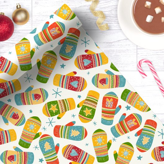 Winter Christmas Mittens Handschoenen Vakantiepatr Cadeaupapier