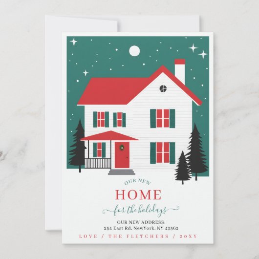 Winter Christmas New Home for Holidays Moving Feestdagenkaart (Voorkant)