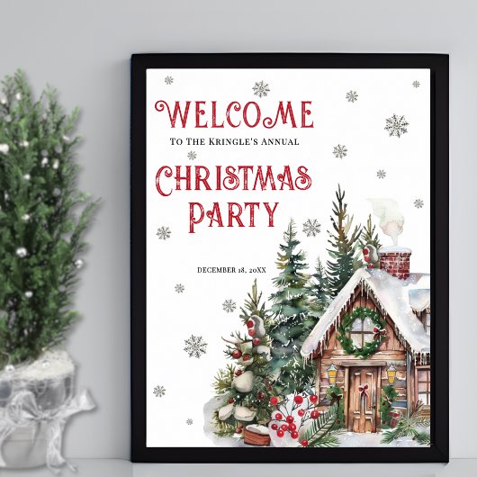 Winter Christmas Party Welcome Sign Poster