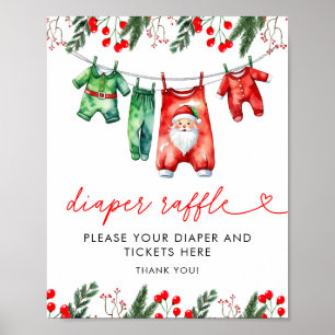 Winter Christmas Santa Baby shower Luier Raffle Poster