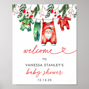 Winter Christmas Santa Baby shower Welkomstbord Poster