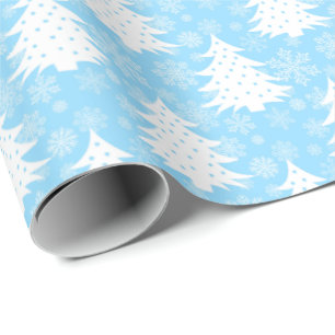 Winter Christmas Tree Blue Holiday Cadeaupapier