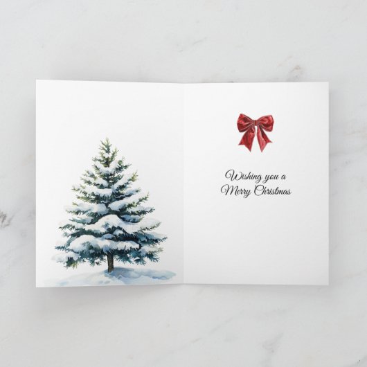 Winter Christmas Tree City Ice Skaters Buildings Kaart (Binnen)