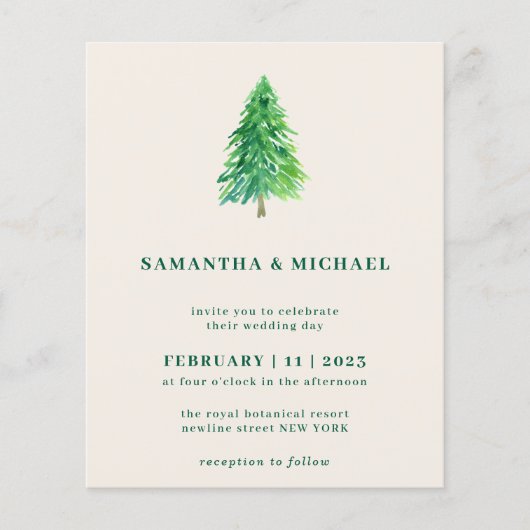 Winter Christmas Tree | Simple Elegant Wedding Flyer (Voorkant)