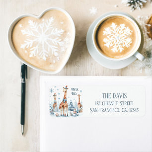 Winter Christmas Vibes Giraffes - Retouradres Etiket