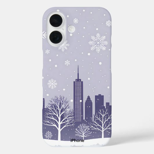Winter City Snowflake iPhone 16 Coque (Verso)