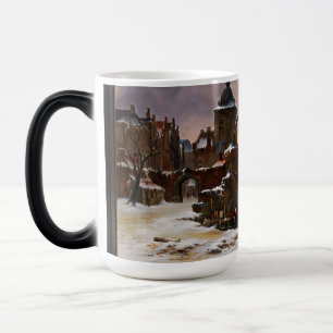 Winter Cityscape met Frozen River Klassieke kunst Magische Mok