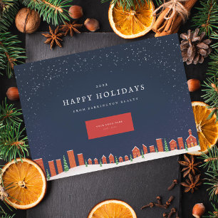 Winter Cityscape Skyline Corporate Feestdagenkaart