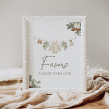 Winter Clothesline Baby Shower Favors Sign