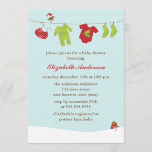 Winter Clothesline Baby shower Kaart