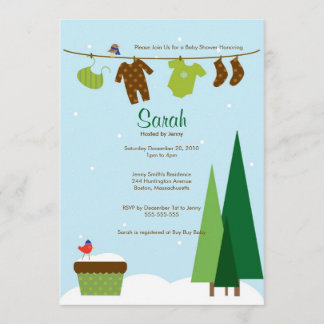 Winter Clothesline Baby shower uitnodigen Kaart