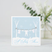 Winter Clothesline Baby shower Uitnodiging (Staand voorkant)